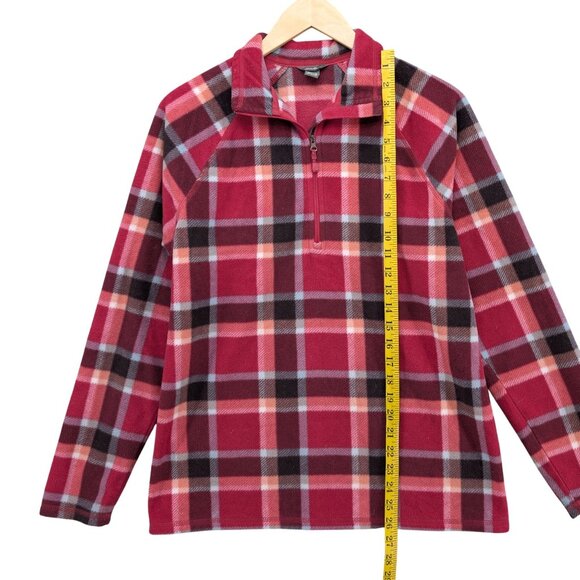Eddie Bauer Plaid Fleece Sweater Womens Purple Pink 1/4 Zip Long Sleeve Size M - Picture 5 of 7